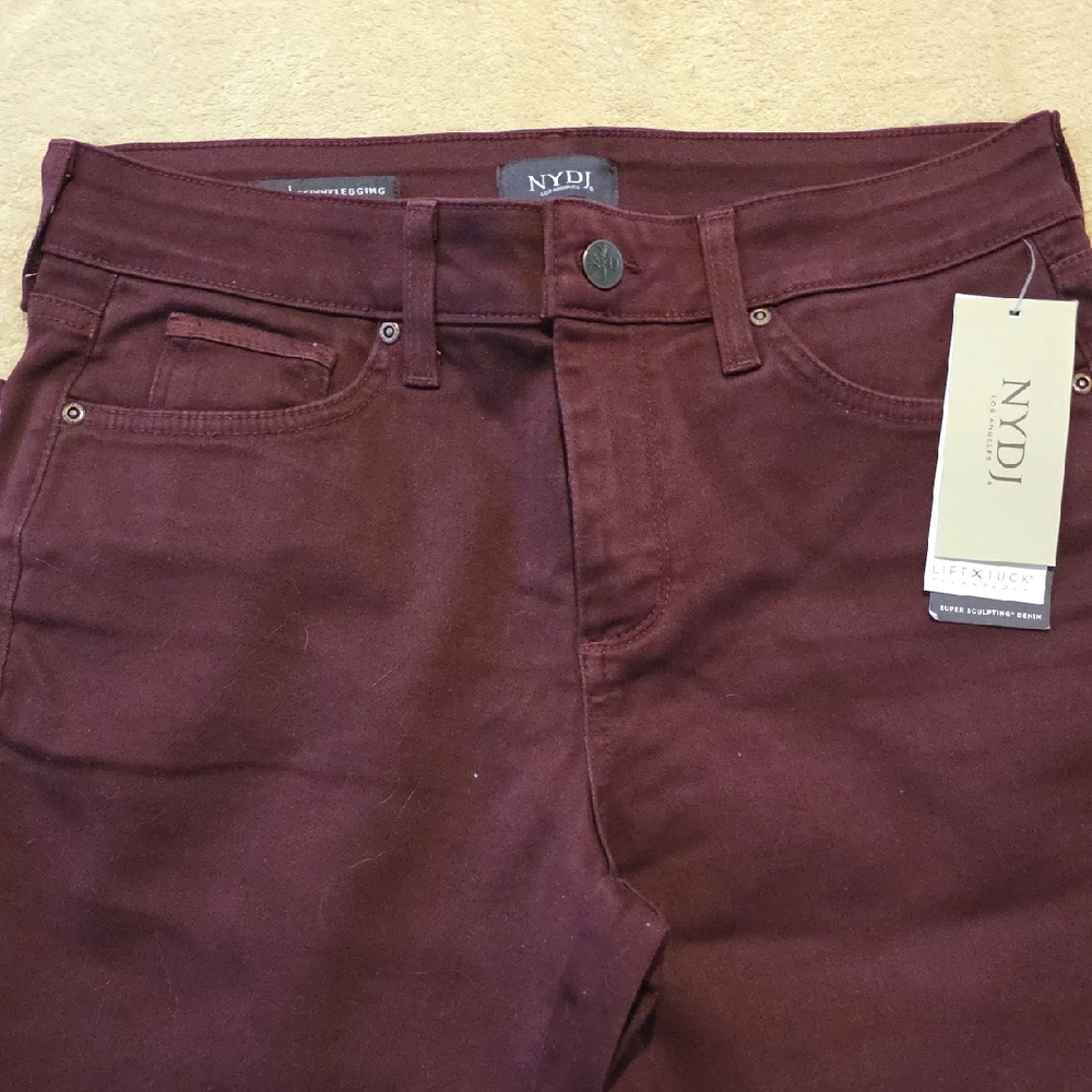 NYDJ Women's Deep Burgundy Straight Leg Jeans